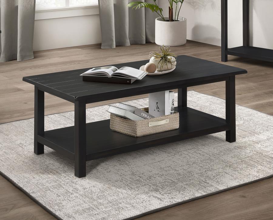 (image for)  Payne Wood Coffee Table with Shelf Java