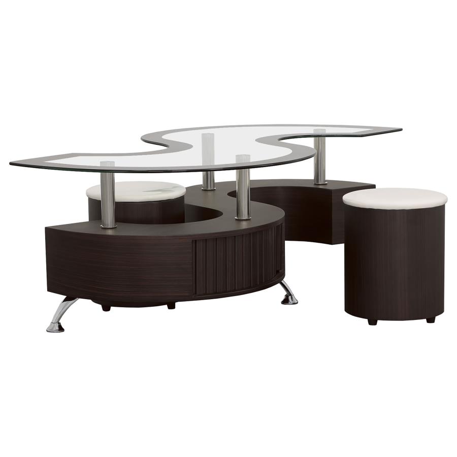 (image for) Buckley 3-piece Coffee Table and Stools Set Cappuccino