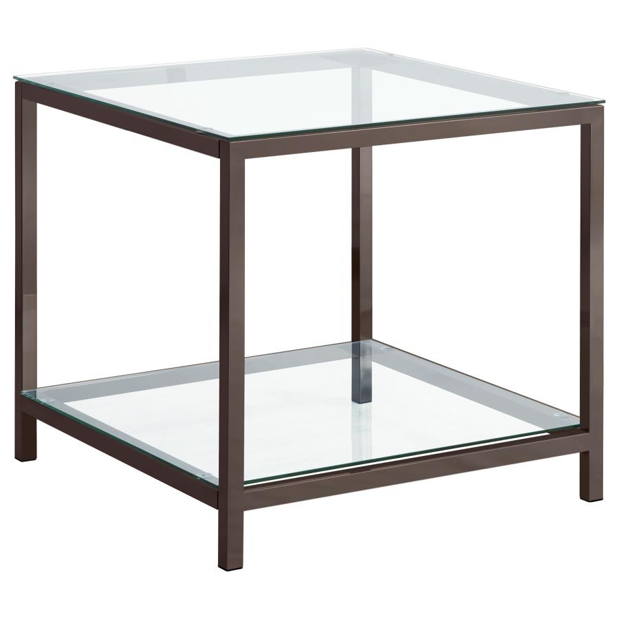 (image for) Trini 1-shelf Glass Top Side End Table Black Nickel