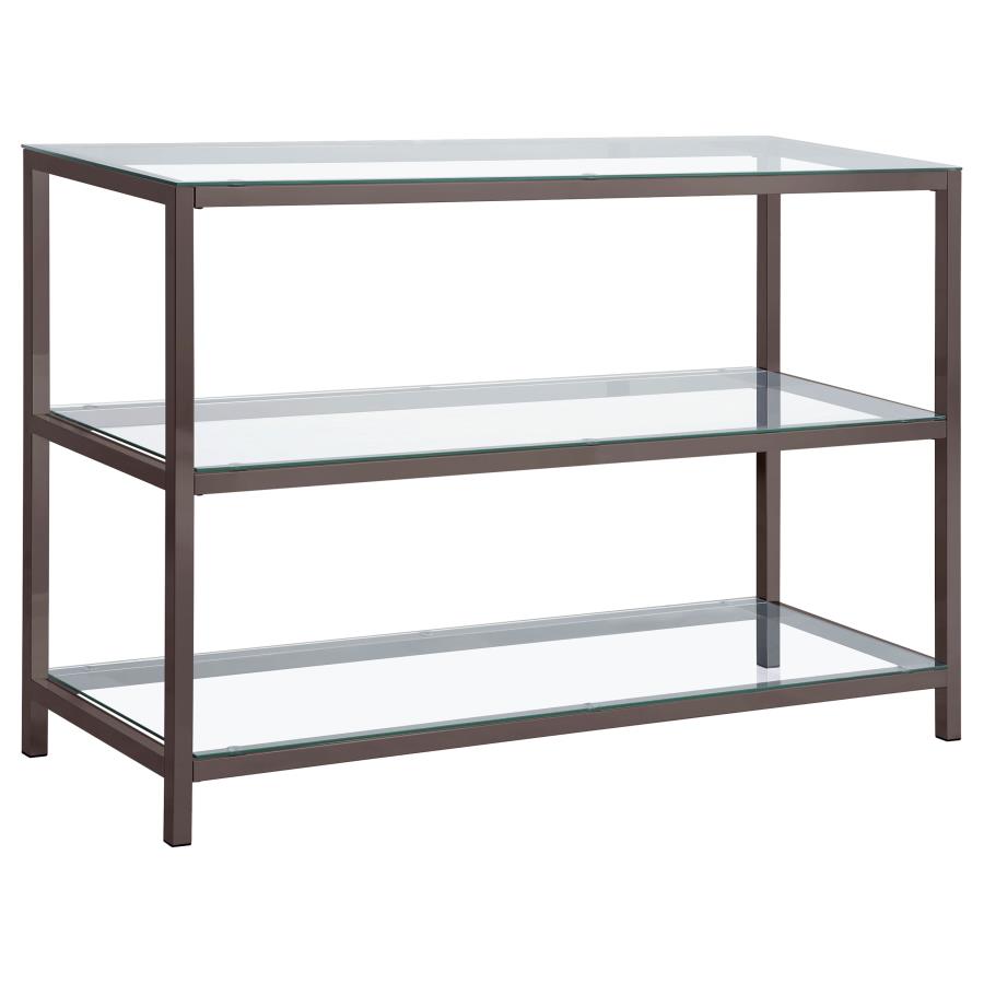 (image for) Trini 2-shelf Glass Top Entryway Console Table Black Nickel