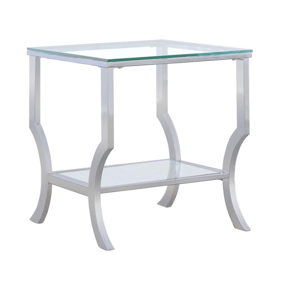 (image for) Saide Square Glass Top Side End Table Chrome