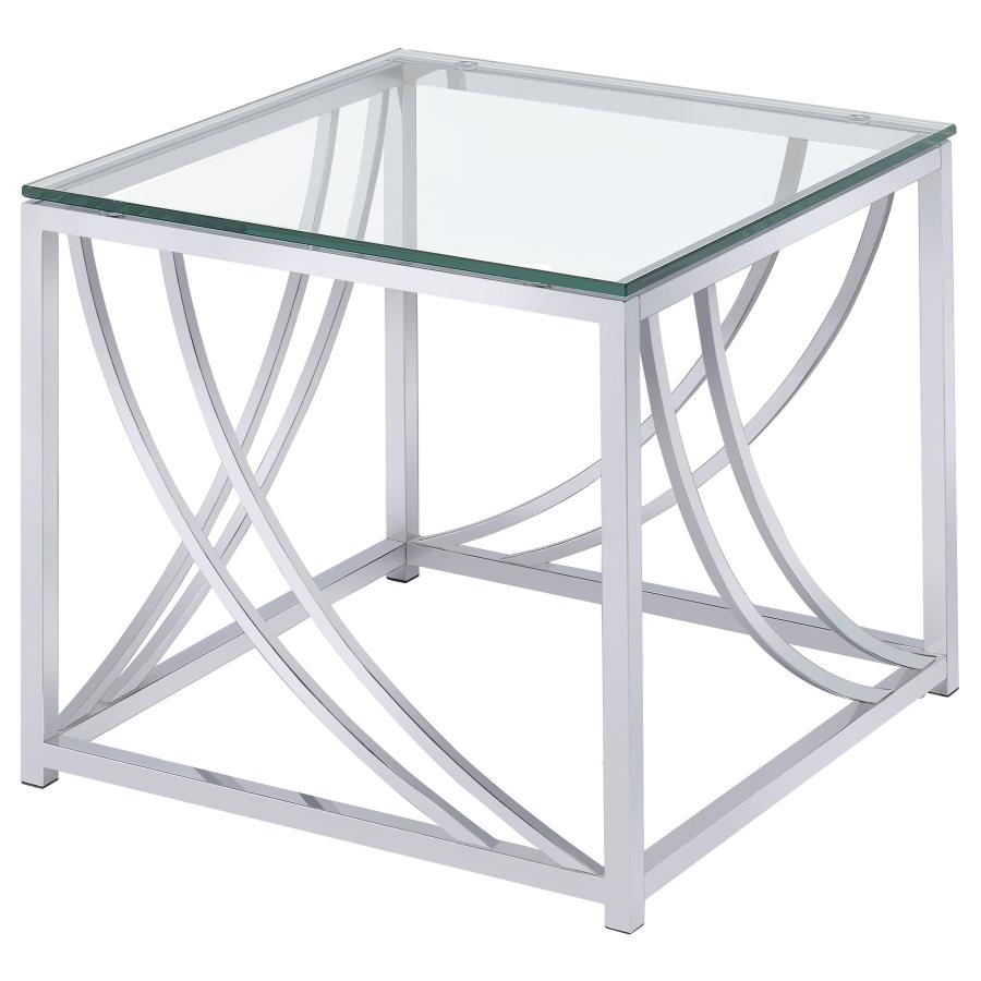 (image for) Lille Square Glass Top Side End Table Chrome