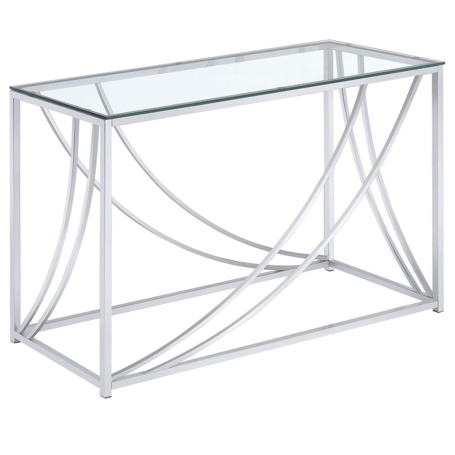 (image for) Lille Glass Top Entryway Sofa Console Table Accents Chrome