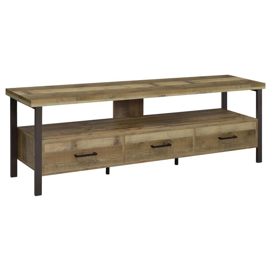 (image for) Ruston 71" 3-drawer TV Console Weathered Pine