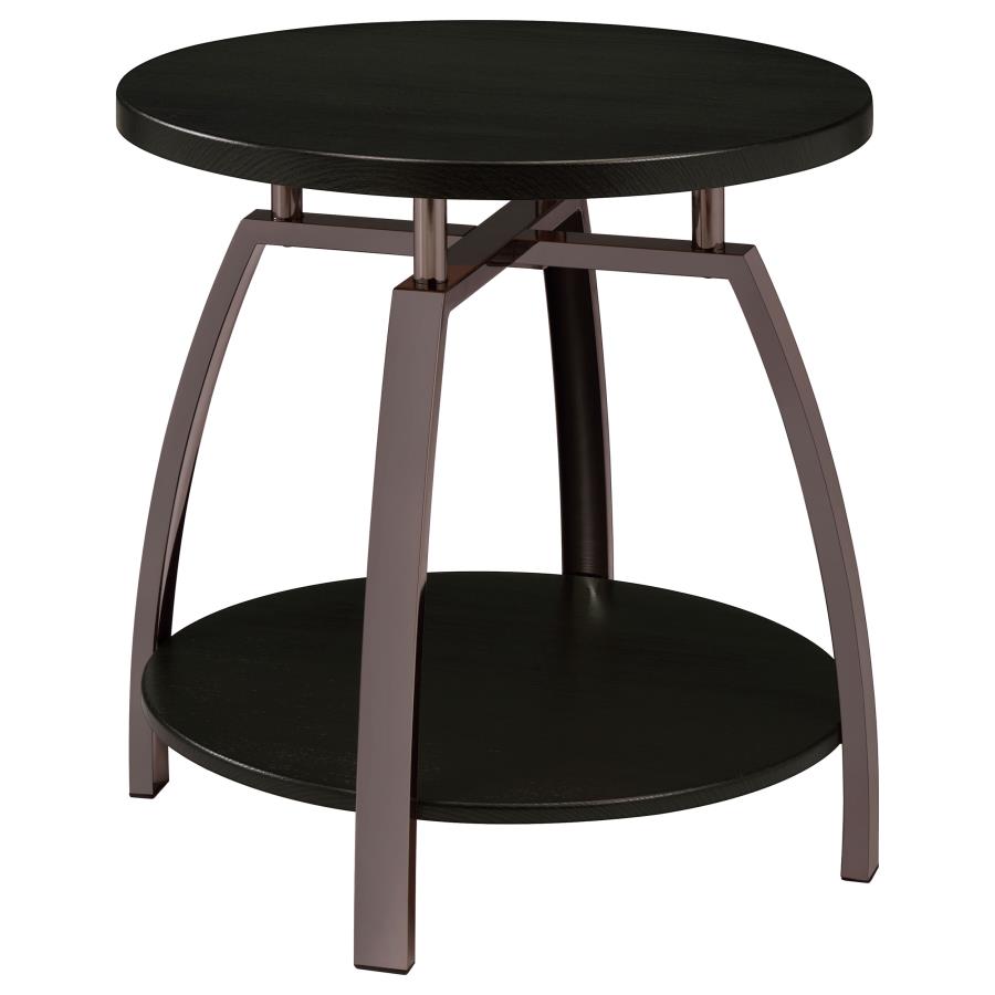 (image for) Dacre Round Engineered Wood Top Side End Table Dark Grey