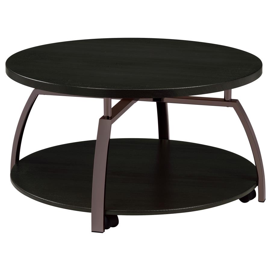 (image for) Dacre Round Engineered Wood Top Coffee Table Dark Grey