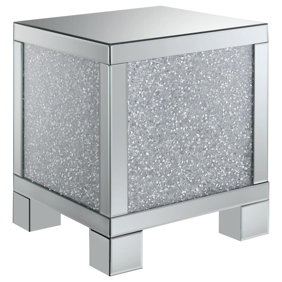 (image for) Gillian Rectangular Mirrored Acrylic Side End Table Silver