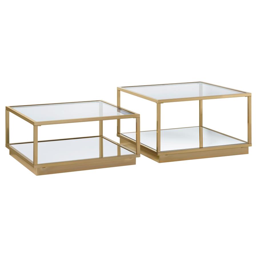 (image for) Renee 2-piece Square Coffee Table Set Rose Brass