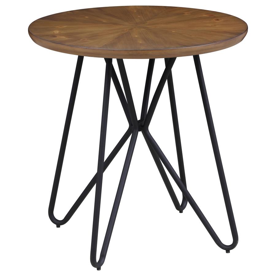 (image for) Brinnon Round Wood Top End Table Dark Brown and Black