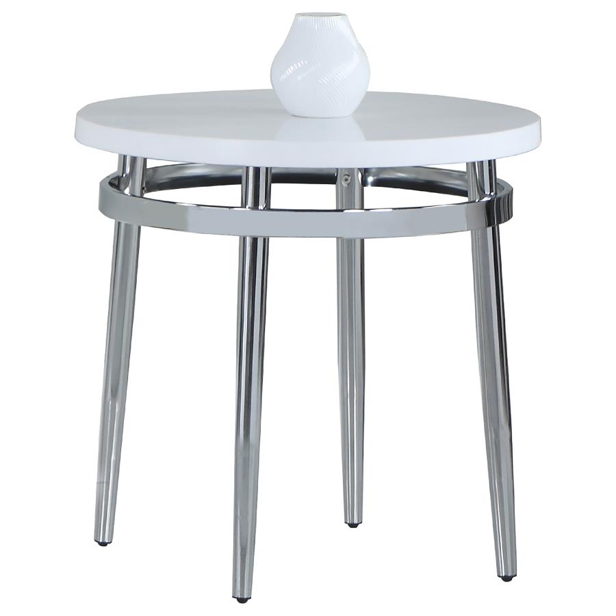 (image for) Avilla Round Marble Top Side End Table White