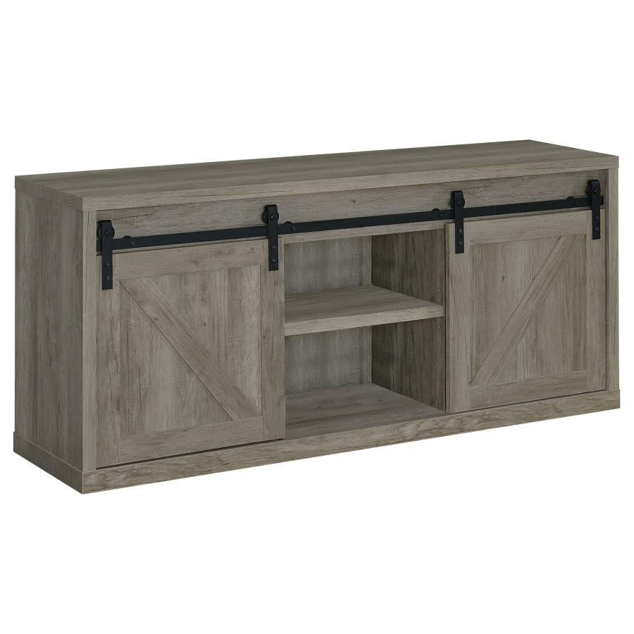 (image for) Brockton 59-inch 3-shelf Sliding Doors TV Console Grey Driftwood