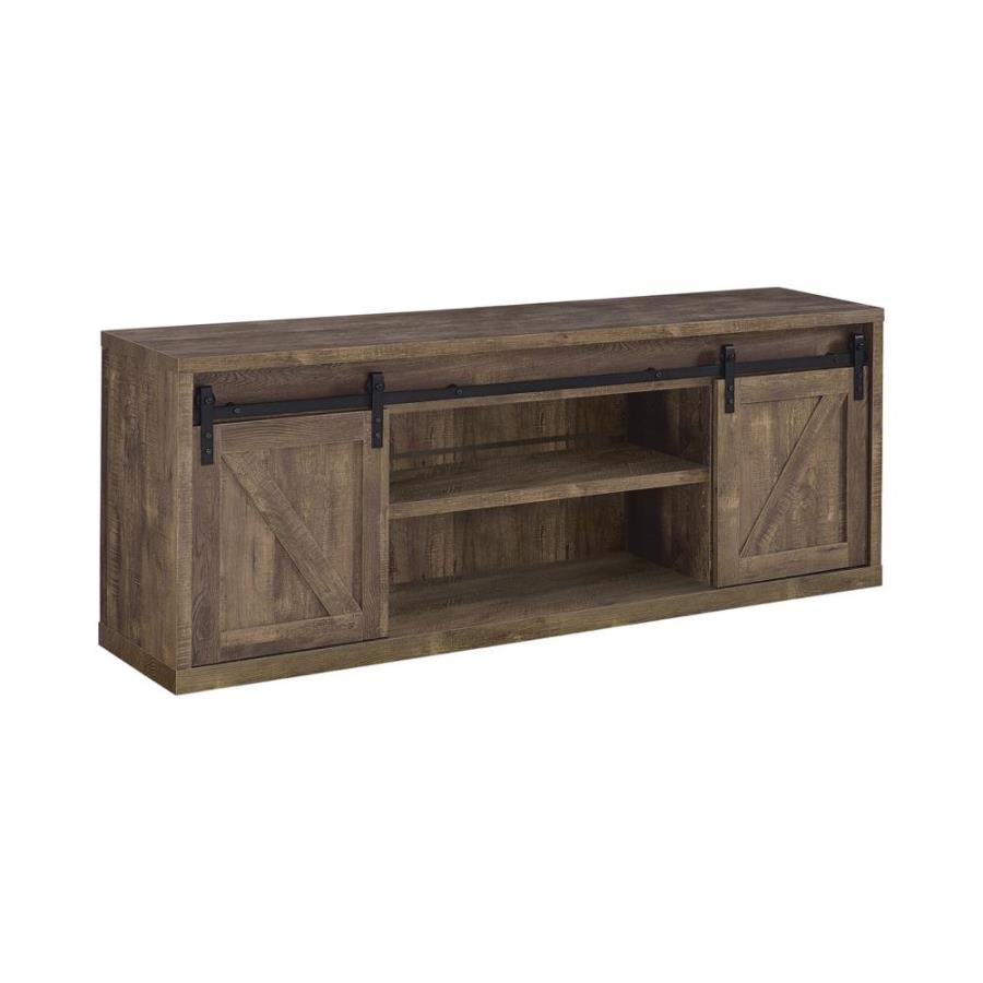 (image for) Brockton 71-inch 3-shelf Sliding Doors TV Console Rustic Oak