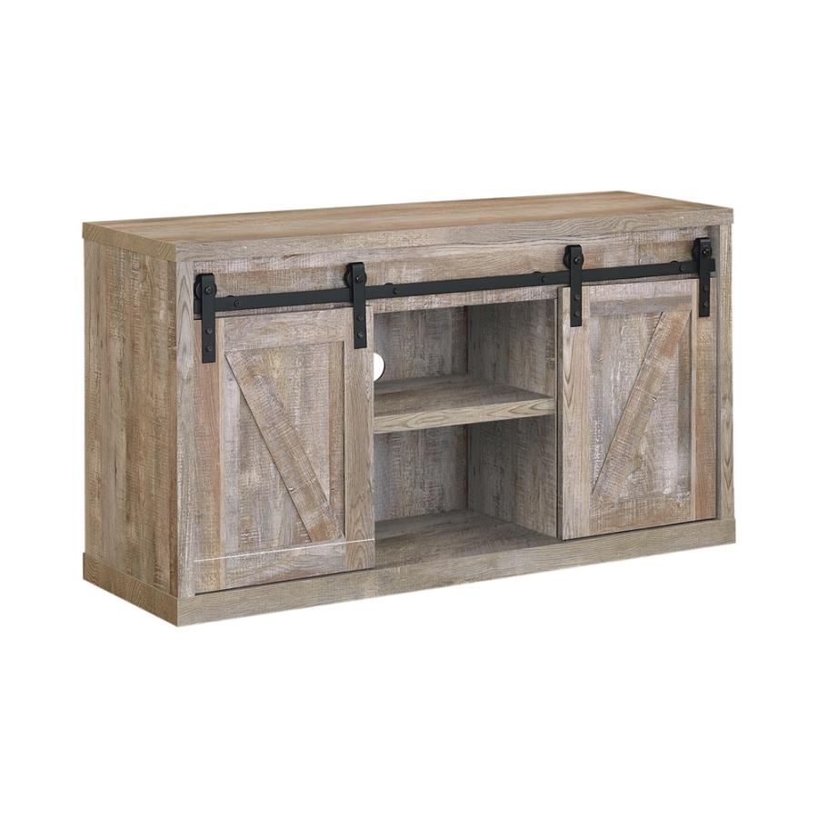 (image for) Brockton 48-inch 3-shelf Sliding Doors TV Console Weathered Oak