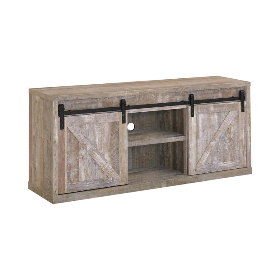 (image for) Brockton 59-inch 3-shelf Sliding Doors TV Console Weathered Oak