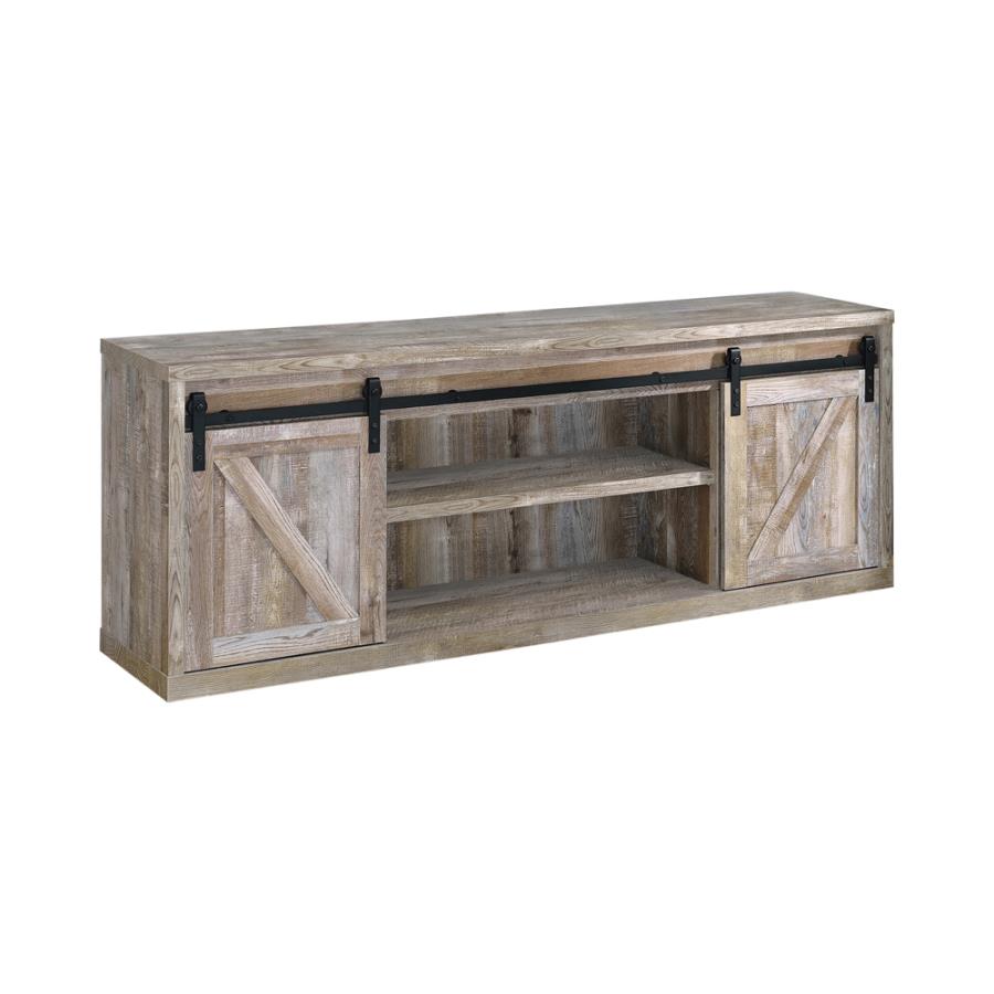 (image for) Brockton 71-inch 3-shelf Sliding Doors TV Console Weathered Oak