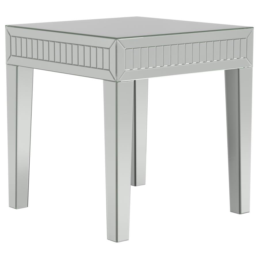 (image for) Whitfield Square Mirrored End Side Table Silver