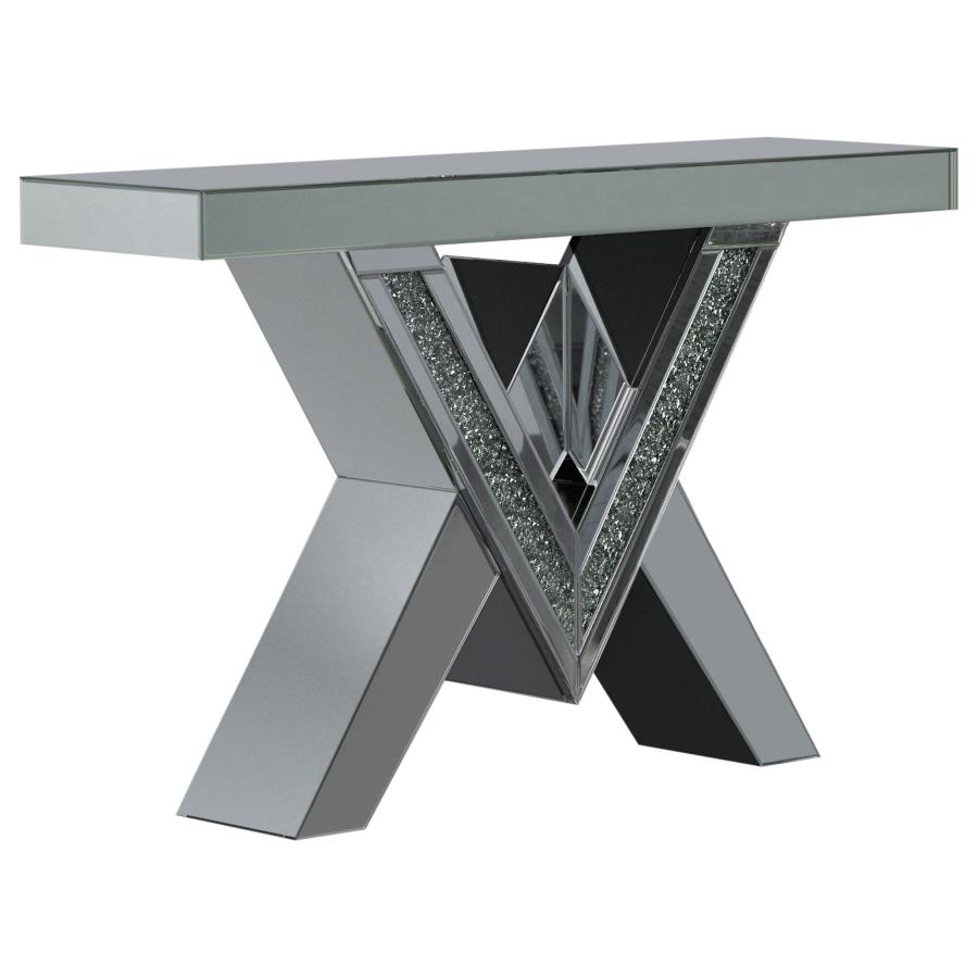 (image for) Taffeta V-shaped Mirrored Entryway Console Table Silver