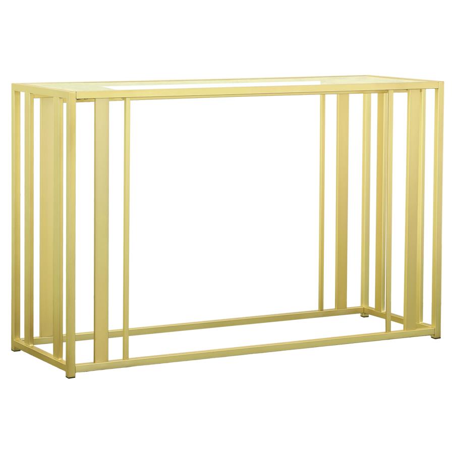 (image for) Adri Glass Top Entryway Sofa Console Table Matte Brass