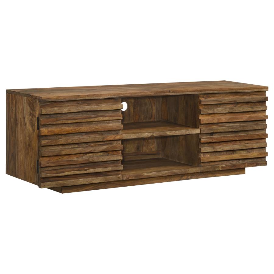 (image for) Julia 2-door Solid Sheesham Wood 58" TV Stand Natural