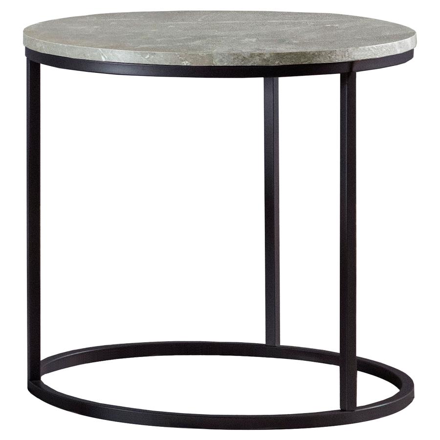 (image for) Lainey Round Faux Marble Side End Table Grey