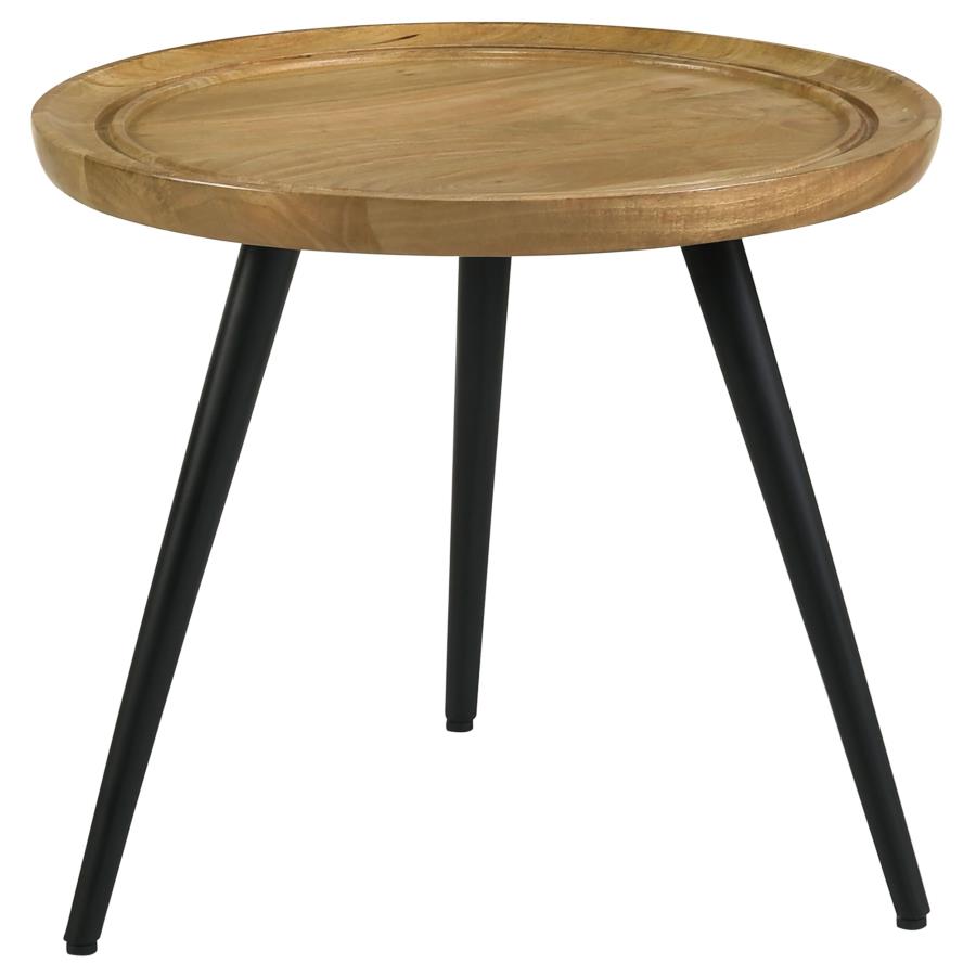 (image for) Zoe Round Mango Wood Side End Table Natural and Black