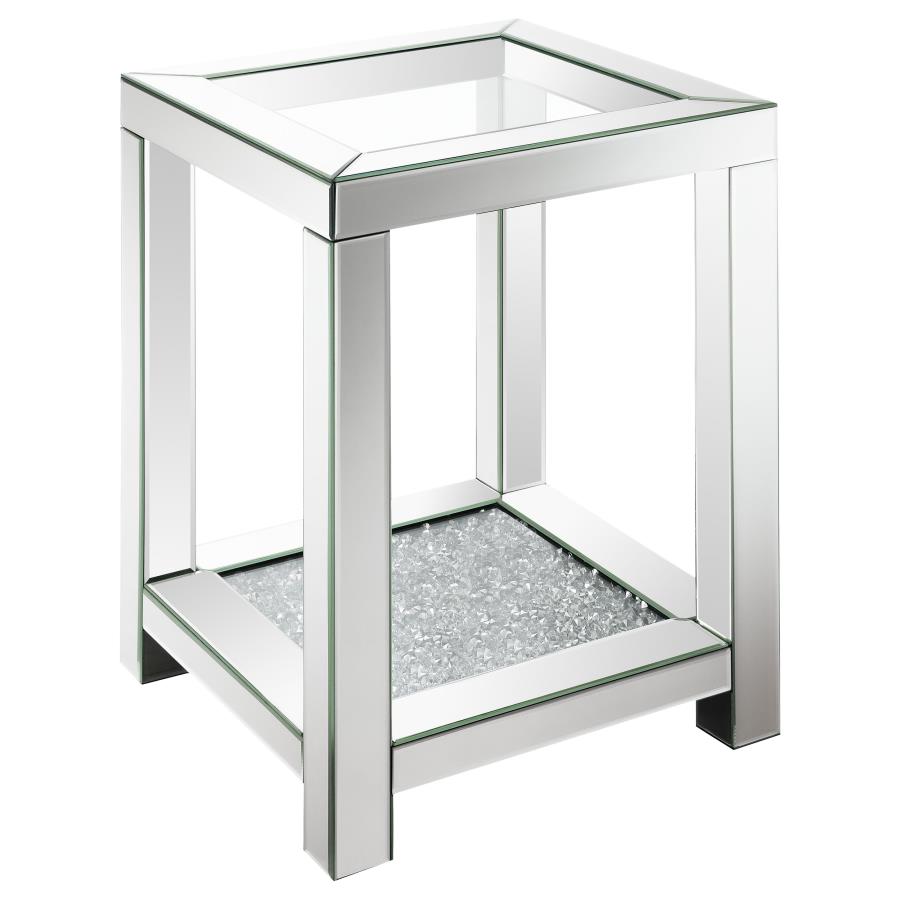 (image for) Valentina 1-shelf Square Glass Top Side End Table Silver