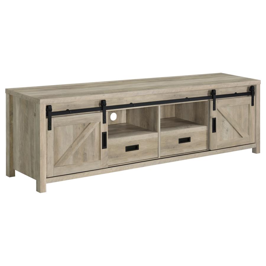 (image for) Madra 2-door Engineered Wood 79" TV Stand Distressed Pine