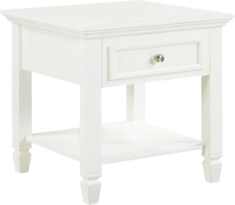 (image for) Square 1-drawer End Table with Lower Shelf Buttermilk