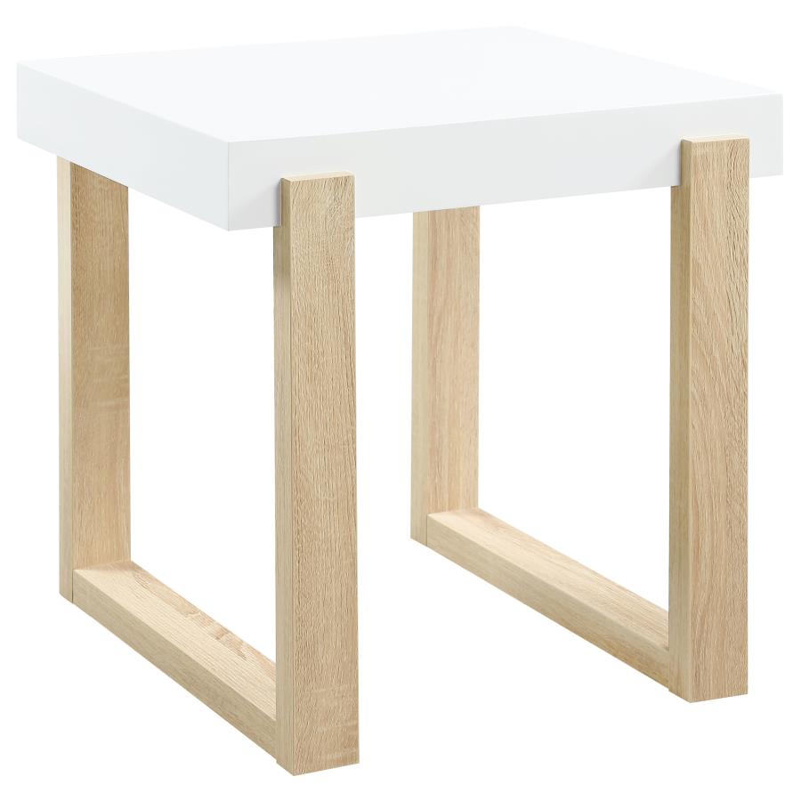 (image for) Pala Rectangular End Table White High Gloss and Natural