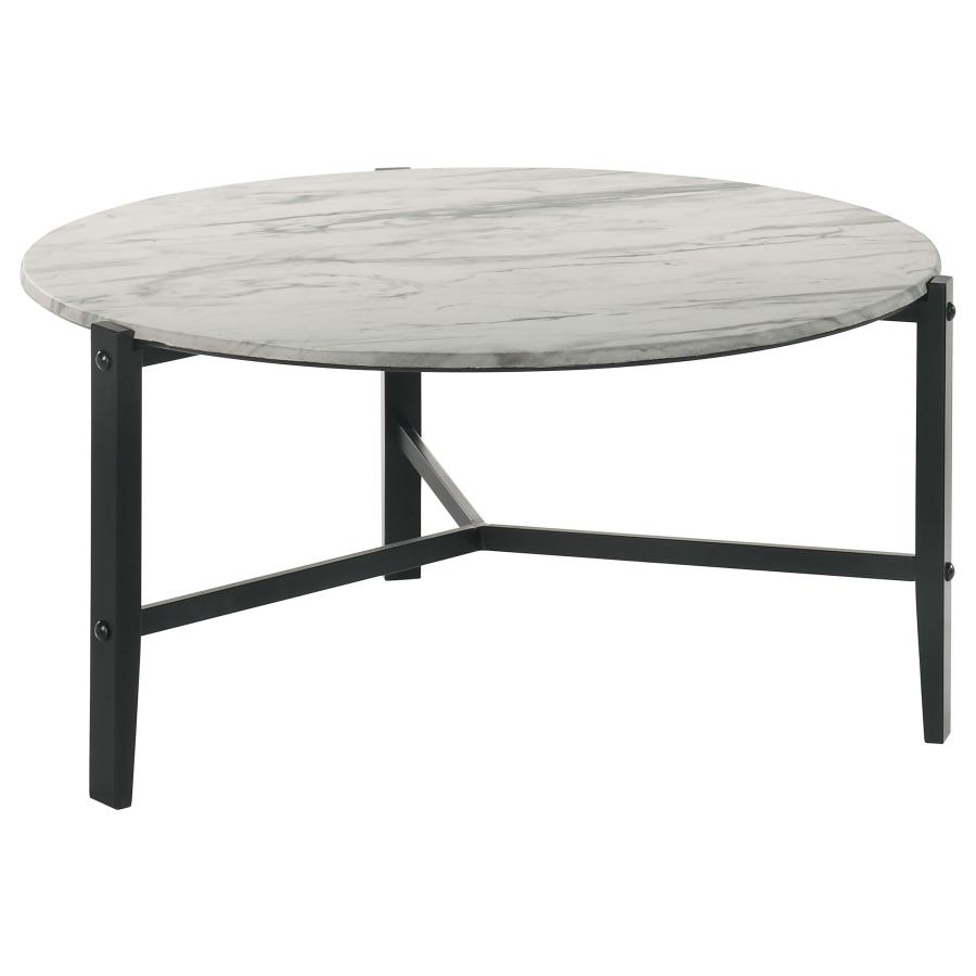 (image for) Tandi Round Faux Marble Coffee Table White and Black