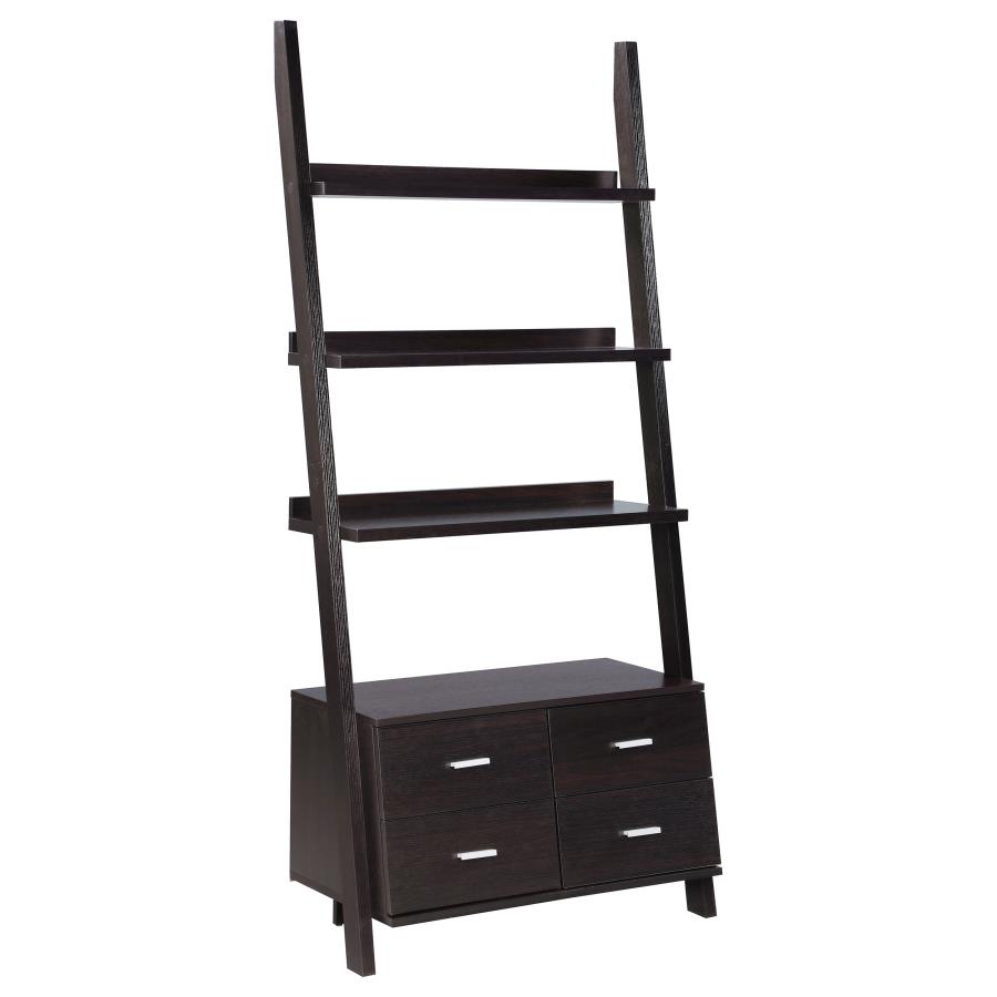 (image for) Colella 72-inch 5-shelf Storage Ladder Bookshelf Cappuccino