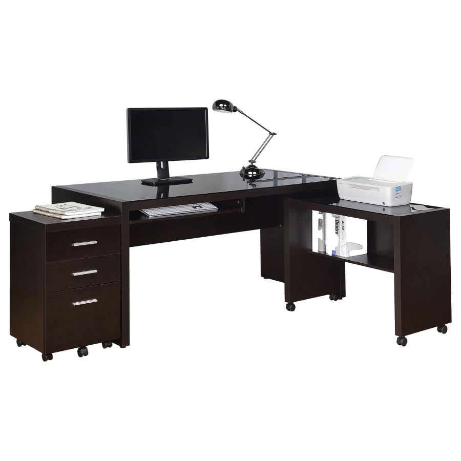 (image for) Skeena 3-piece Home Office Computer Desk Set Cappuccino