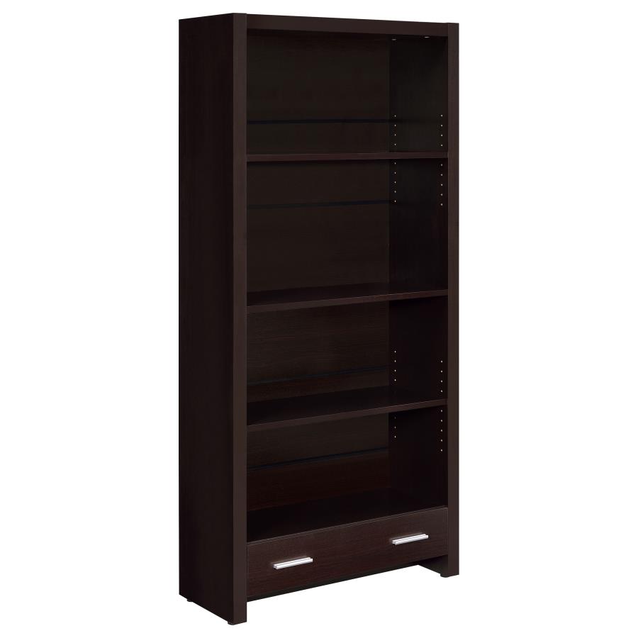 (image for) Skylar 71-inch 5-shelf Bookcase with Drawer Cappuccino