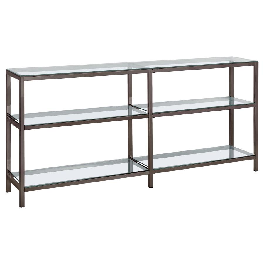 (image for) Kate 55-inch 2-shelf Console Bookcases Black Nickel