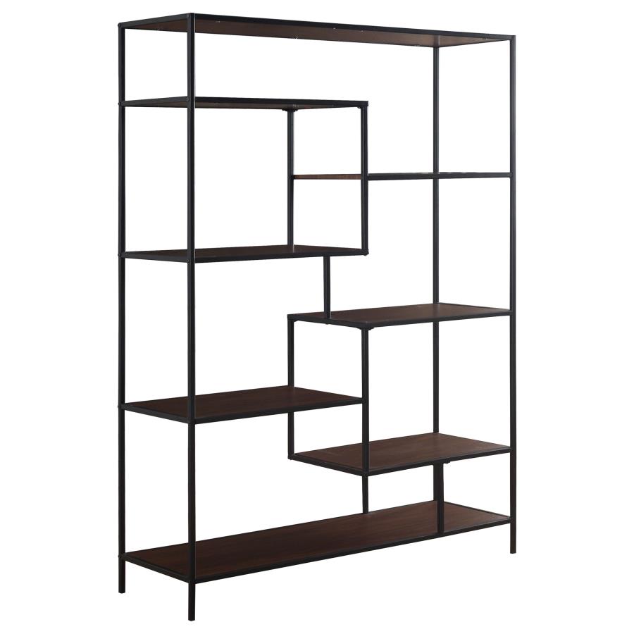 (image for) Asher 7-shelf Geometric Bookcase Walnut