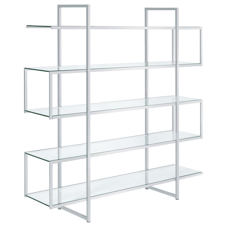 (image for) Elmer 63-inch 5-shelf Bookshelf Clear and Chrome