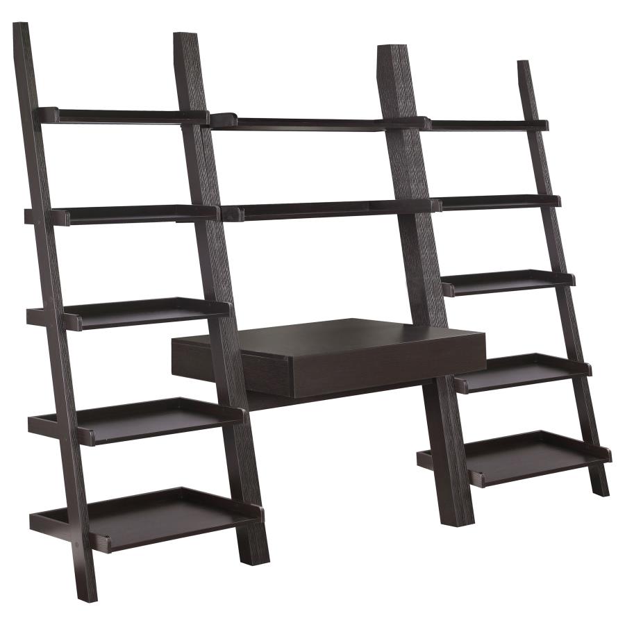 (image for) Colella 3-piece Ladder Desk and Bookcase Set Cappuccino