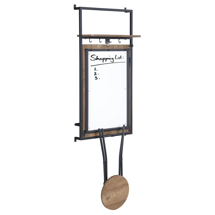 (image for) Riley Foldable Whiteboard Wall Desk with Stool Rustic Oak