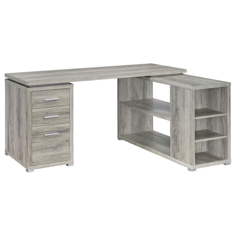 (image for) Yvette 60-inch 3-drawer L-Shape Computer Desk Grey Driftwood