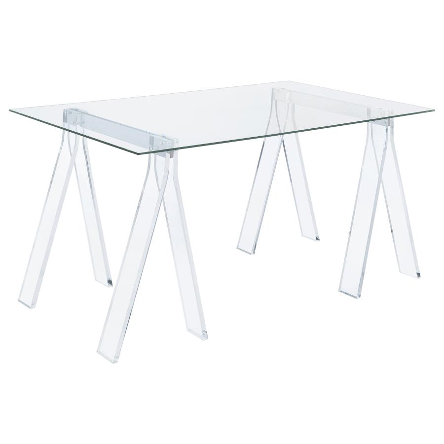 (image for) Amaturo 59-inch Glass Top Acrylic Writing Desk Clear