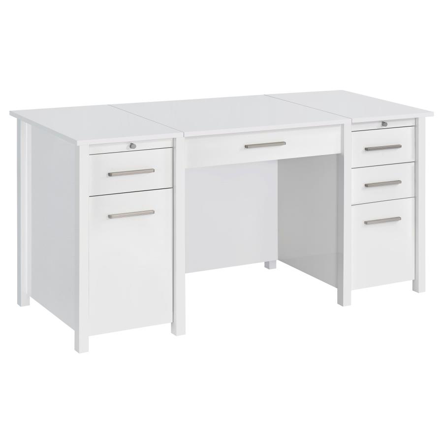 (image for) Dylan 60-inch 4-drawer Lift Top Office Desk White High Gloss