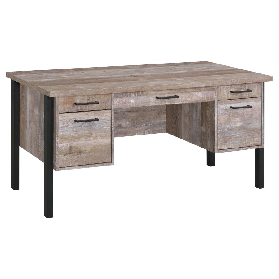 (image for) Samson 60-inch 4-drawer Office Computer Desk Weathered Oak