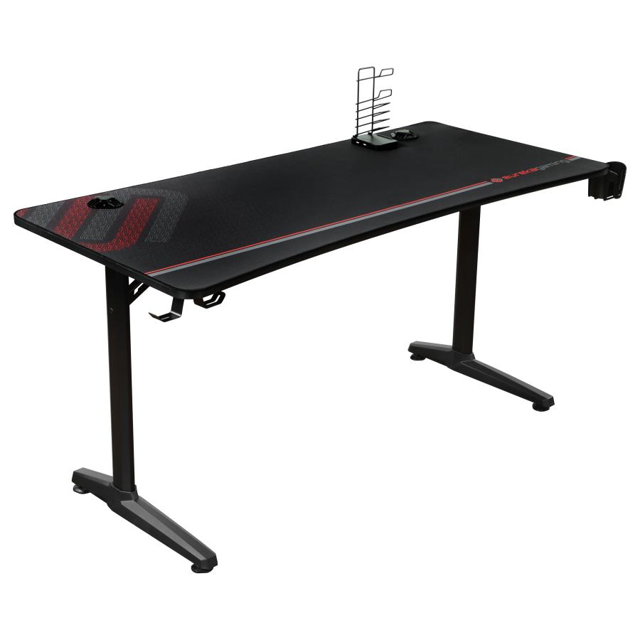 (image for) Tarnov 60-inch Computer Gaming Desk with USB Ports Black