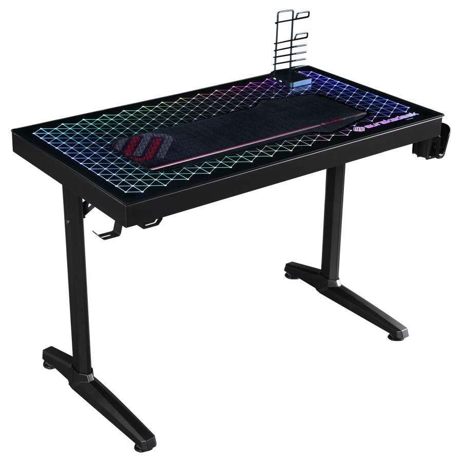 (image for) Avoca 43-inch RGB LED Glass Top Computer Gaming Desk Black