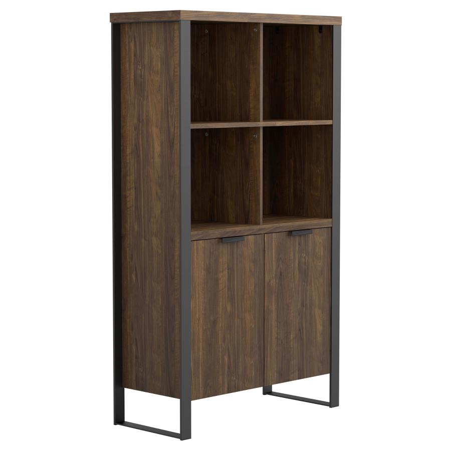 (image for) Pattinson 63-inch 2-shelf Cabinet Bookcase Aged Walnut