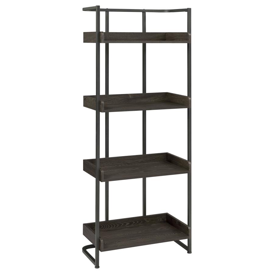 (image for) Ember 68-inch 4-shelf Bookshelf Dark Oak and Black