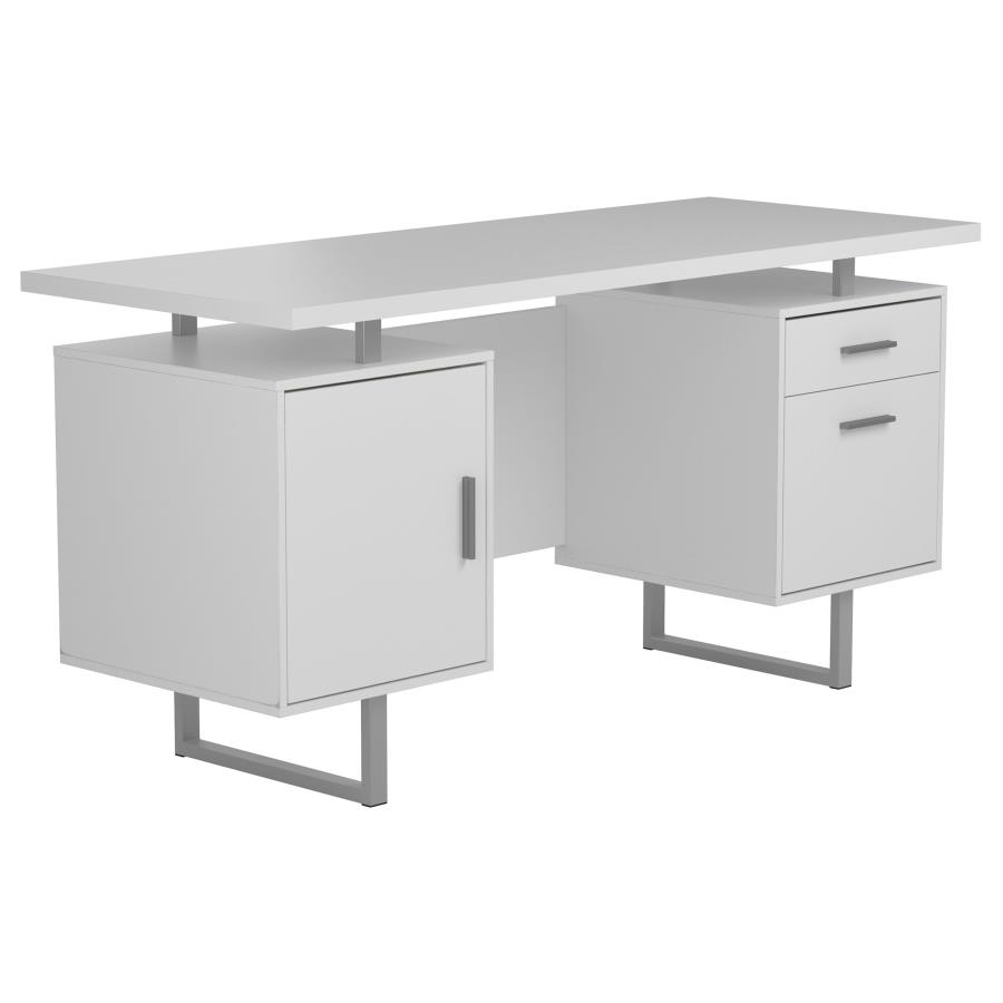 (image for) Lawtey 60-inch 2-drawer Computer Desk White High Gloss