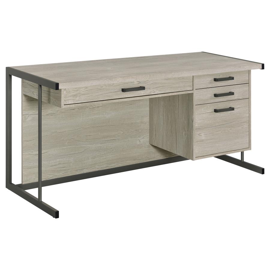 (image for) Loomis 60-inch 4-drawer Computer Desk Whitewashed Grey