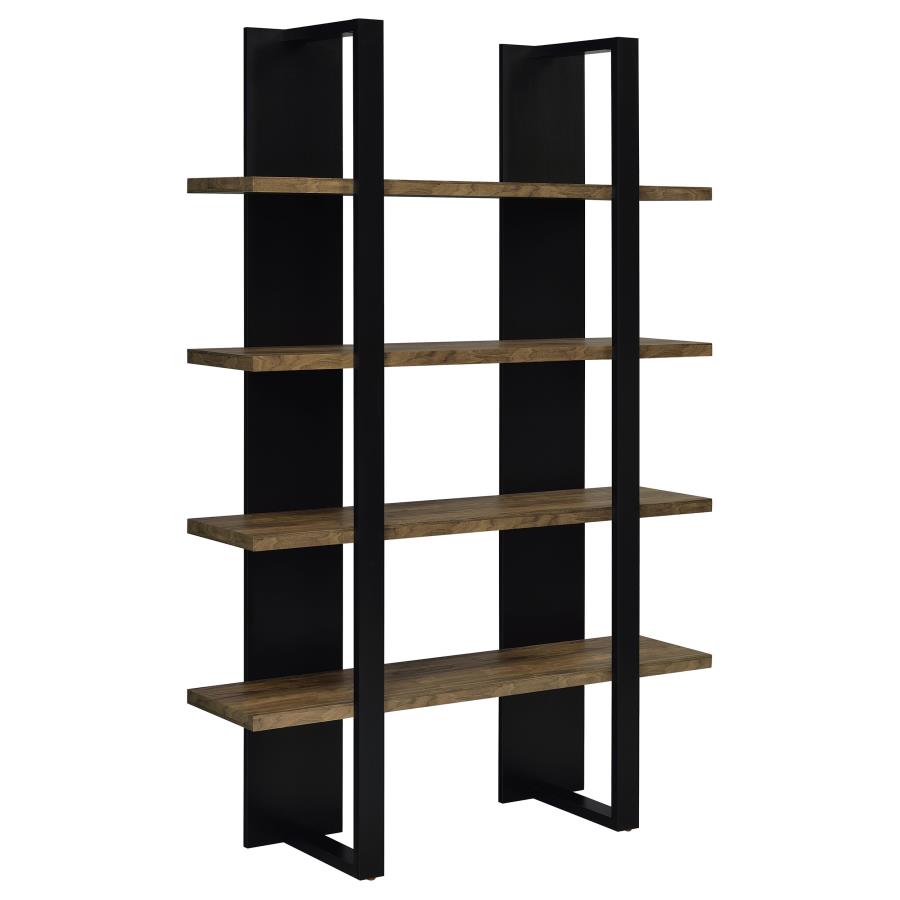 (image for) Danbrook 71-inch 4-shelf Bookshelf Black and Aged Walnut