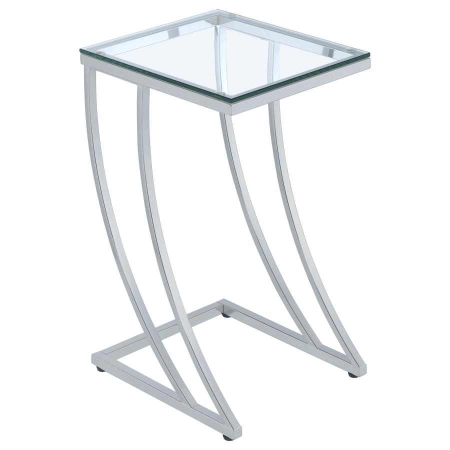 (image for) Cayden Rectangular Glass Top Sofa Side Table Chrome